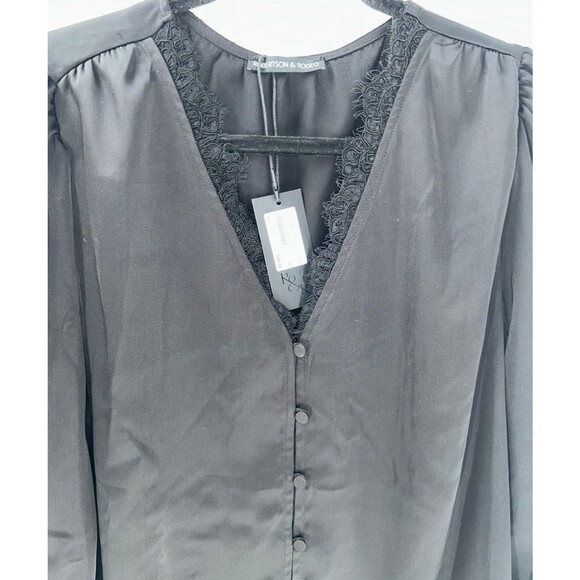 Women's Robertson & Rodeo Moonlight Lace Long Sleeve Satin Blouse Size M - Picture 6 of 8
